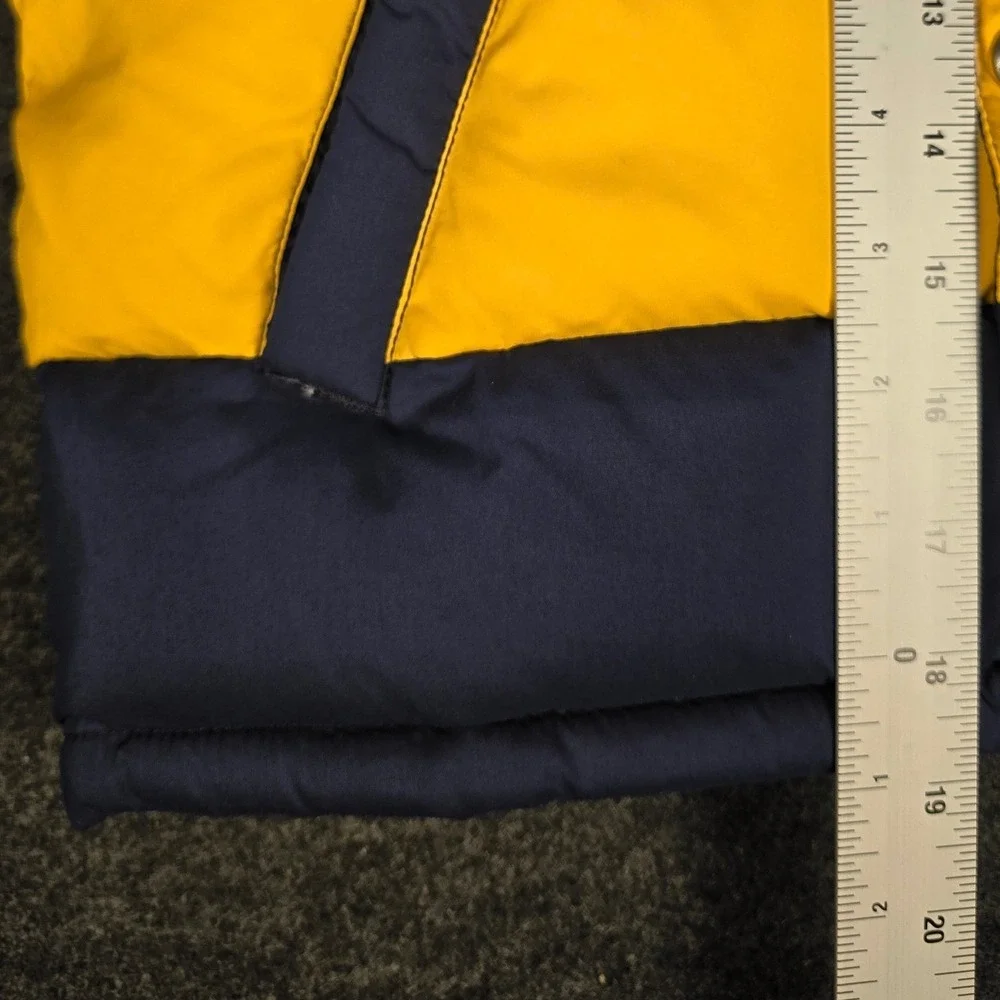 Vtg Polo Ralph Lauren Youth Navy Yellow Rugby Stripe Puffer Vest Big Logo Size 7